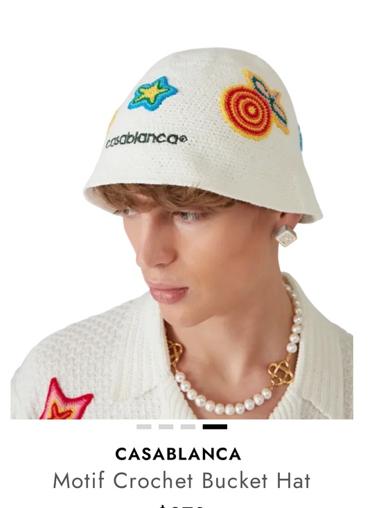 Casablanca White Crochet Embroidered Bucket Hat main image 4